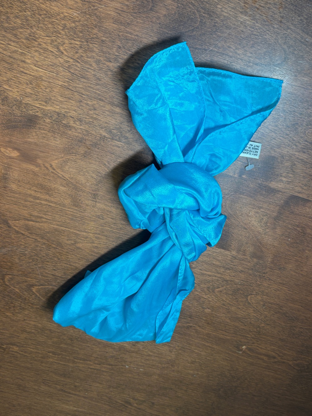 Vintage Vera Neumann 100% Silk Teal Blue Scarf